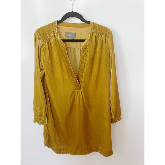ANTHROPOLOGIE Melody Velvet Gold Tunic Dress S - Picture 4 of 8